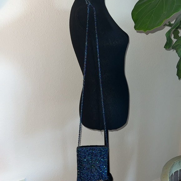 Beaded Sequin Women’s Midnight Blue Forest Green Shoulder Crossbody Bag Purse - Picture 3 of 7